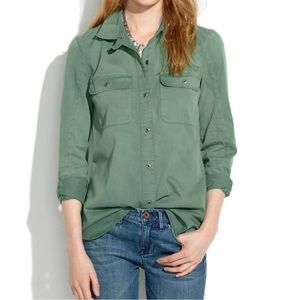 Madewell Tomboy Work Shirt Small Green Utility Button Down Shirt